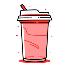 Beverage Cup vector icon in minimalistic, black and red line work, japan web