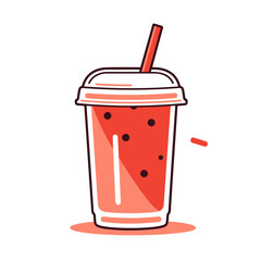 Beverage Cup vector icon in minimalistic, black and red line work, japan web