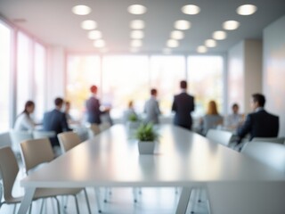 Blur Background of Office with People in a Meeting, Office Meeting with Blurred Background, Professional Office Setting with Meeting in Blur