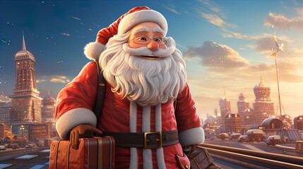 Santa's City Getaway: Sightseeing Europe and New York at Christmas in 8K created with generative ai technology