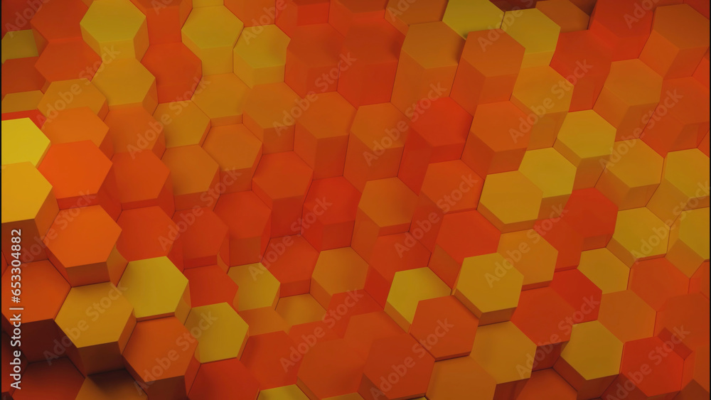 Poster 3d background with moving waves of hexagons. design. space with moving waves of hexagons for compute