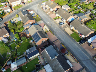 High Angle Footage of North Luton City and Residential District During Sunset. The Footage Was...