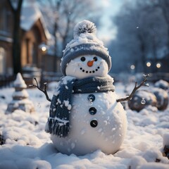 Snowman with a Winter Background