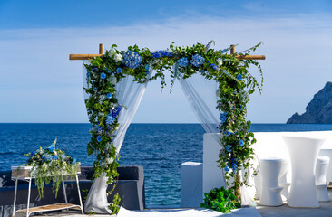 view from port esportiu les bassetes to the sea, trough some deco for a wedding near calpe, spain