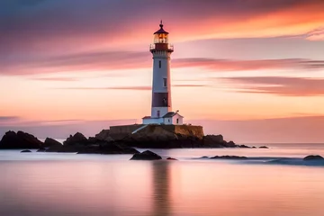 Rolgordijnen lighthouse at sunset © Rai