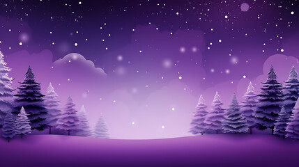 Purple winter landscape with christmas tree background - obrazy, fototapety, plakaty