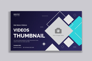 Video thumbnail design for opening video tutorials. Customizable thumbnail for live podcast and business webinar