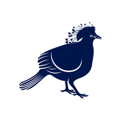 Victoria crowned pigeon design vector illustration. Victoria crowned pigeon Silhouette. Bird design template.