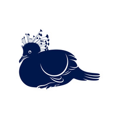 Victoria crowned pigeon design vector illustration. Victoria crowned pigeon Silhouette. Bird design template.