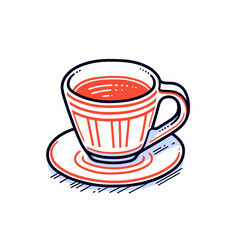 Espresso Cup vector icon in minimalistic, black and red line work, japan web