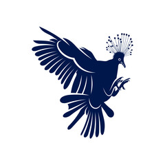 Victoria crowned pigeon design vector illustration. Victoria crowned pigeon Silhouette. Bird design template.