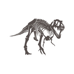 T rex dinosaur skeleton negative space silhouette illustration. Prehistoric creature bones. Dangerous ancient predator. Tyrannosaurus fossil design element