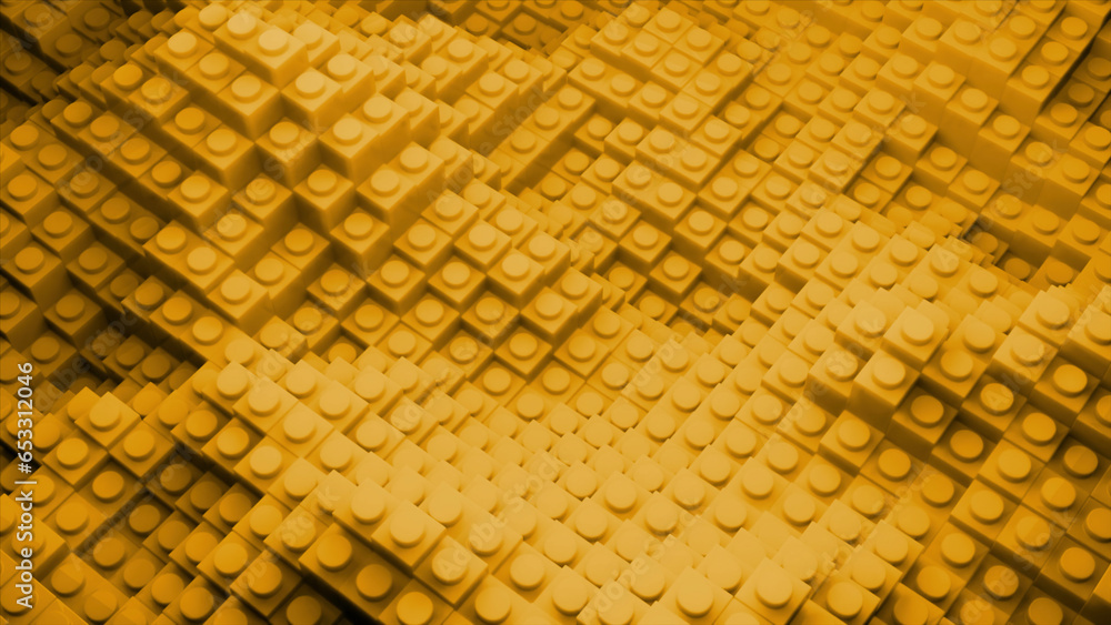 Poster 3d field with waves of square columns. design. cyber wars with square pillars. bright columns move i