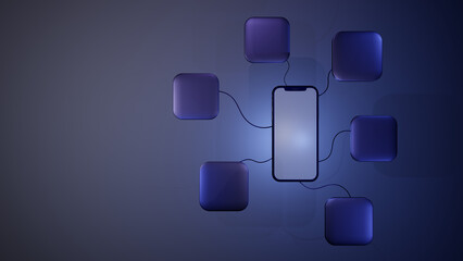 Telefone celular 3D reenderizado tela desligada