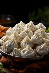  close-up of dumplings.Chinese traditional cuisine. Chinese buns. 