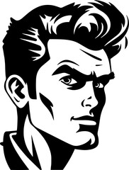 Retro man head,Angry man face Illustration on a transparent background