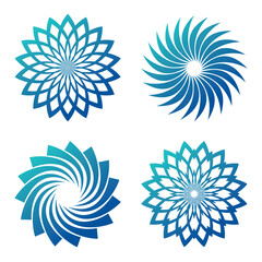 Set of abstract floral round symbols