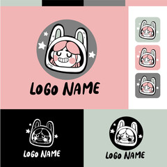 astronauta, logo dibujo, niña astronauta, logo emprendedor, paquete logo, plantilla logo, logo instagram, niña feliz © violeta