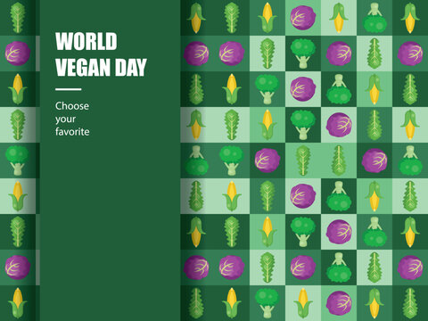 world vegan day pattern geometric vegetarian vector wallpaper fabric ornament vintage green health