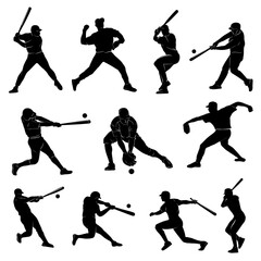 baseball silhouettes players