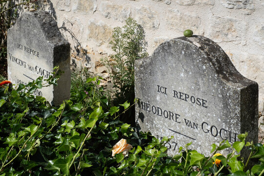 Gravestone of the famous Dutch painter Vincent van Gogh (1853-1890) and his brother Theo at the cemetery in Auvers-sur-Oise. France. SEPTEMBER 17, 2023