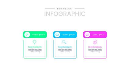 infographic vector design with icons and 3 options or steps. Infographics for business concepts. Can be used for presentation banners, workflow layouts, process diagrams, flow charts, info charts