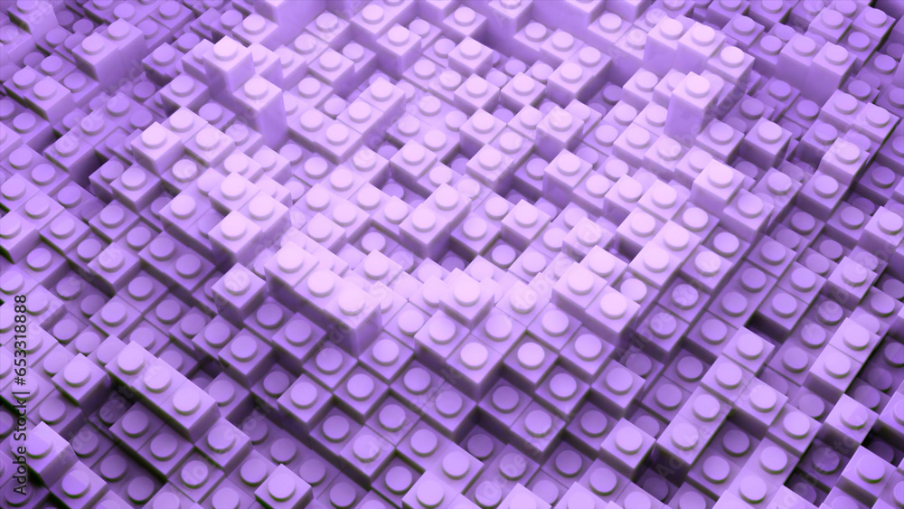 Poster circular waves on surface of structural cubes. design. cubes with dots move in circular 3d waves of 
