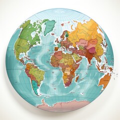 globe and geographic map on white background. 
