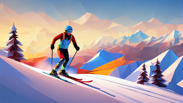 Skilangläufer in den Bergen. 