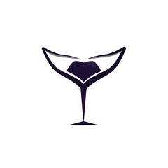 whale wine logo design illustration.