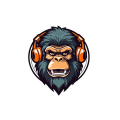 Ape Gaming Mascot Vector Illustration for Esports Gaming Monkey Logo 