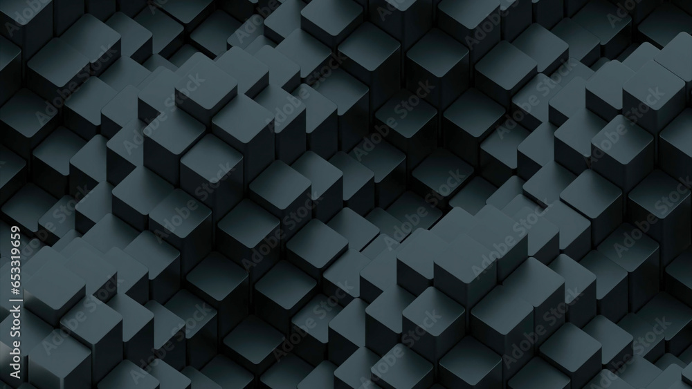 Poster columns of 3d cubes move in waves. design. wave oscillations of cubic 3d columns. 3d columns move in