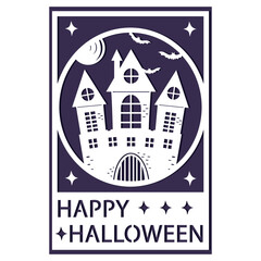 A Halloween greeting card. Vector illustration in honor of Halloween with a gloomy castle. Design for flyer templates, banners, posters.