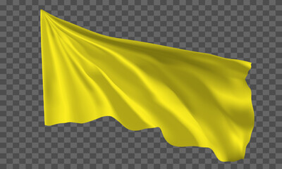 Realistic yellow flag flying on grey checkered background vector