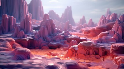 abstract voxel surface landscape illustration 3d nature, game earth, geometric perspective abstract voxel surface landscape - obrazy, fototapety, plakaty
