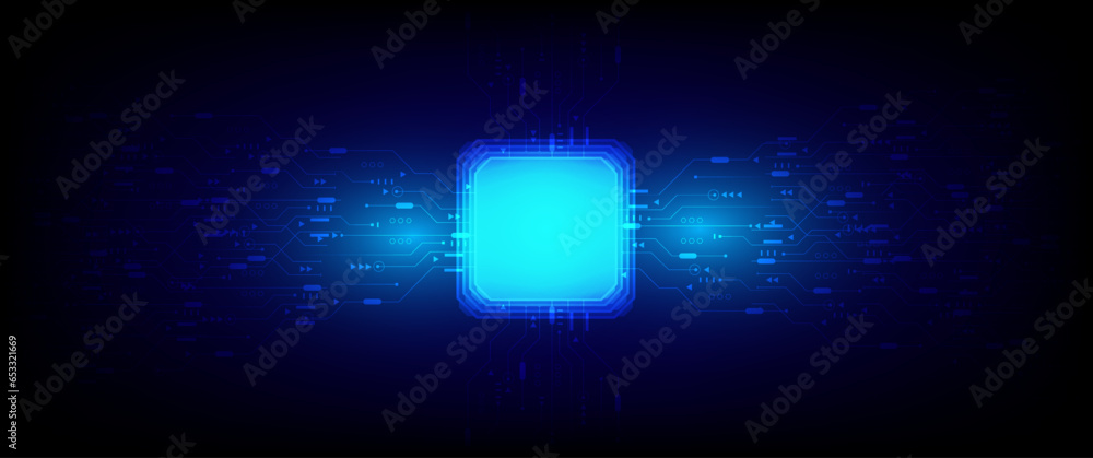 Poster abstract technology speed concept. technology chip processor background circuit board blue technolog