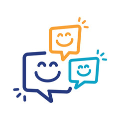 Speech bubbles with happy and facial symbols.