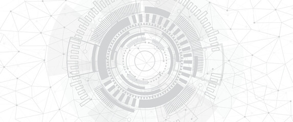 gray background. Abstract technological background with various technological elements. Structure pattern technology backdrop. Vector illustration.	
