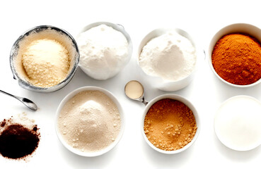Baking ingredients on white background - Powered by Adobe