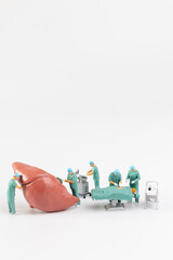 Miniature people, Doctor and nurse medical team are performing surgical operation at emergency room