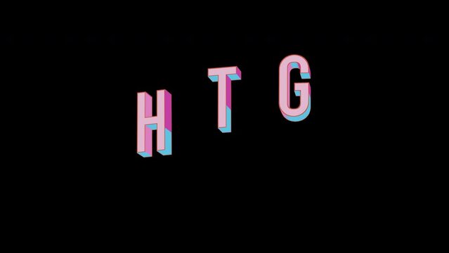 Bright letters jump merrily in the inscription HTG ISO code currency. Retro. Alpha channel black. Looped from frame 120 to 240, Alpha BW at the end