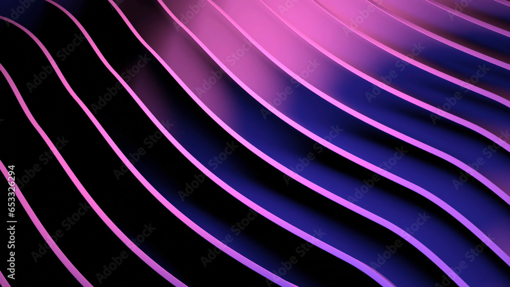 Poster background with moving linear bends. design. linear 3d curves move in waves on colorful surface. 3d 