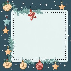 Obraz premium Mockup of blank invitation greeting card on Christmas themed background.