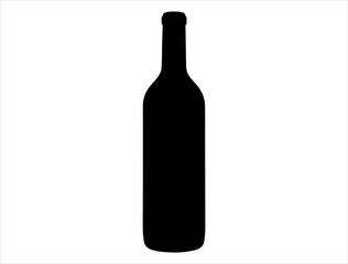 Wine bottle silhouette vector art white background