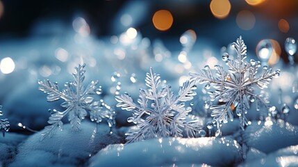Fototapeta na wymiar Delicate Snowflakes Adorning a Modern Christmas Winter Backdrop in 8K created with generative ai technology