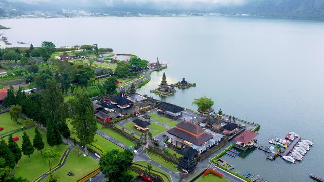Lake Temple Baratan Bedugul Bali with Drone