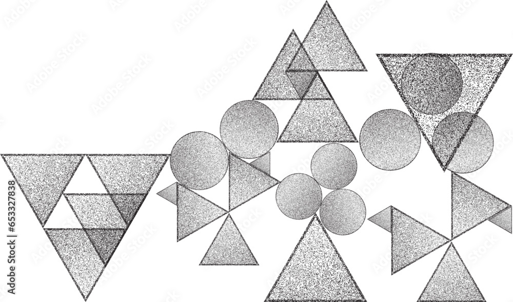 Poster distorted geometric shape . minimal art design . noise destroyed logo . trendy grainy shapes . graph