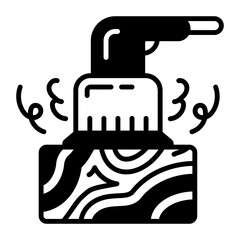 Grinding wheel on wooden surface vector icon design Handyman Service symbol, House Repairing sign Civil Engineering and Building Contractor stock illustration, Orbital eccentric sander grinder concept