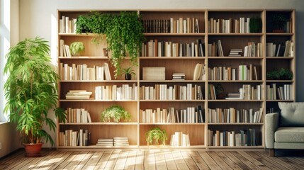 interior of a room with impressive bookshelf