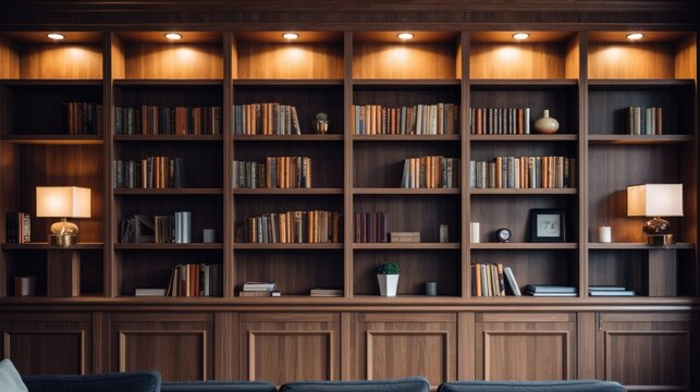 interior of a room with impressive bookshelf
